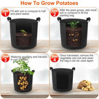 3-Pack: Planter Bags Breathable Planting Fabric Pots with Harvest Window