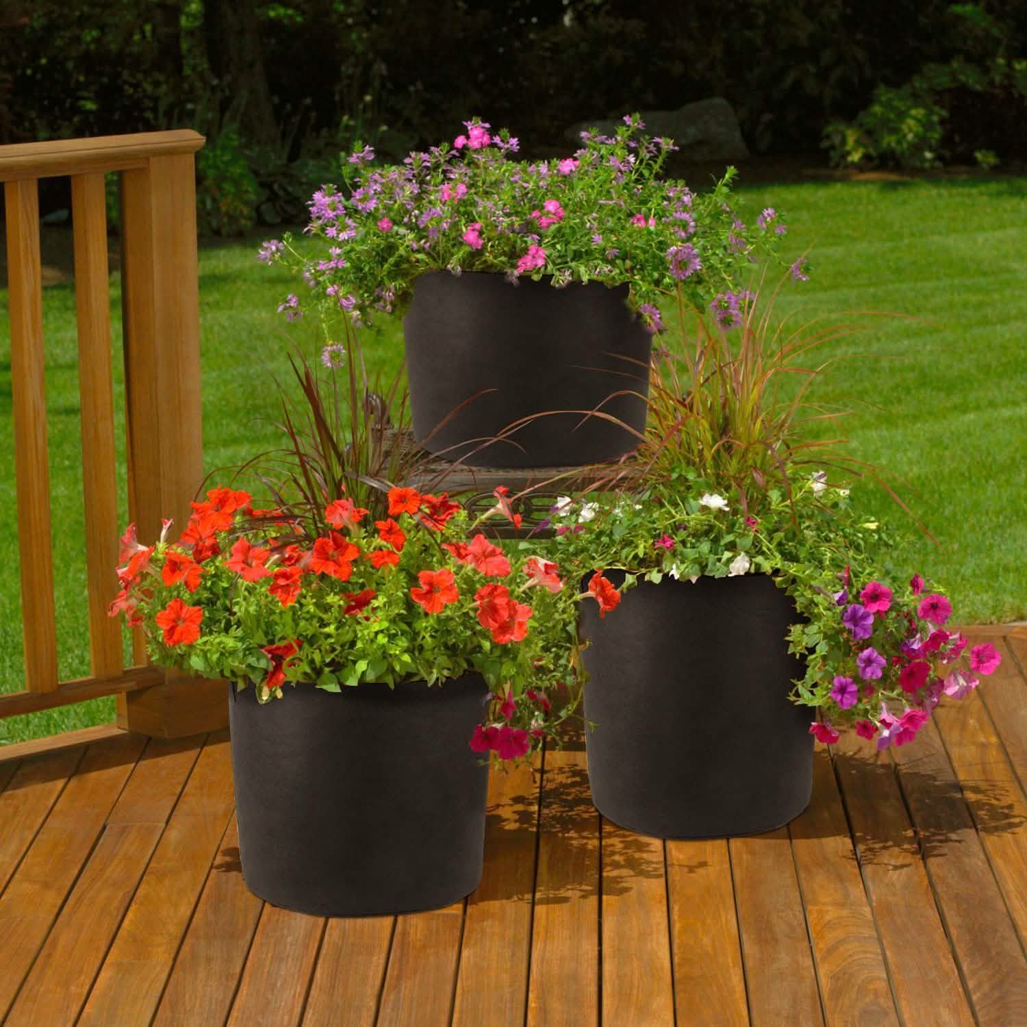 3-Pack: Planter Bags Breathable Planting Fabric Pots with Harvest Window