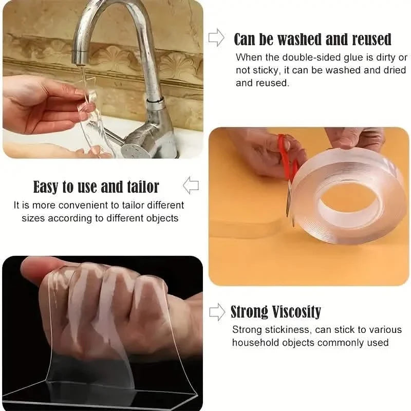 3-Pack: Reusable & Washable Nano Double-Sided Tape