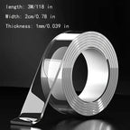3-Pack: Transparent Adhesive Tape - Reusable, Washable, and No-Residue Nano Gel Strips