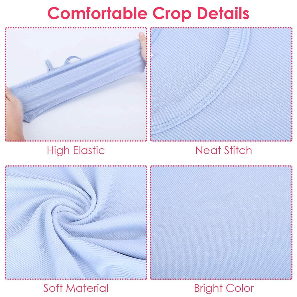 3-Pack: Women Crop Basic Tank Top Ribbed Knit Sleeveless