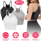 3-Pack: Women Crop Basic Tank Top Ribbed Knit Sleeveless