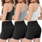 3-Pack: Women Crop Basic Tank Top Ribbed Knit Sleeveless