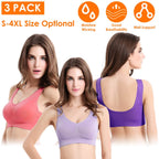 3-Pack: Women Seamless Wire-free Bra for Fitness Workout