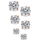 3-Pair Set: Sterling Silver Crystal Stud Earrings