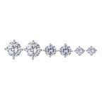 3-Pair Set: Sterling Silver Crystal Stud Earrings