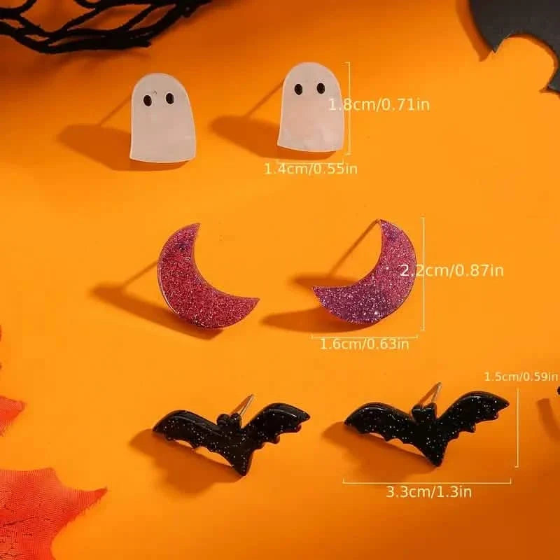 3-Pairs: Retro Halloween Earrings