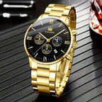 3-Piece: Elegant Men's Quartz Watch Plus Bracelet and Necklace Set