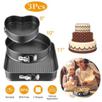 3-Piece: Non-stick Springform Cake Pan Set with Removable Bottom