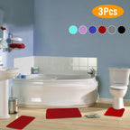 3-Piece Set: Bathroom Rug Set Plush Velvet Bath Carpet