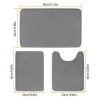 3-Piece Set: Bathroom Rug Set Plush Velvet Bath Carpet