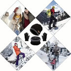 3-Piece Set: Black Knit Hats Warm Beanies Winter Neck Gaiter Elastic Gloves