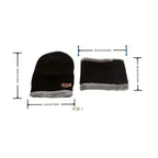 3-Piece Set: Black Knit Hats Warm Beanies Winter Neck Gaiter Elastic Gloves