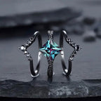 3-Piece Set: Black Square Faux Blue Zirconia Retro Luxury Ring