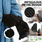 3-Piece Set: Infinity Scarf Autumn Winter, Thickened Warm Knit Beanie and Touchscreen Gloves Neck Gaiter