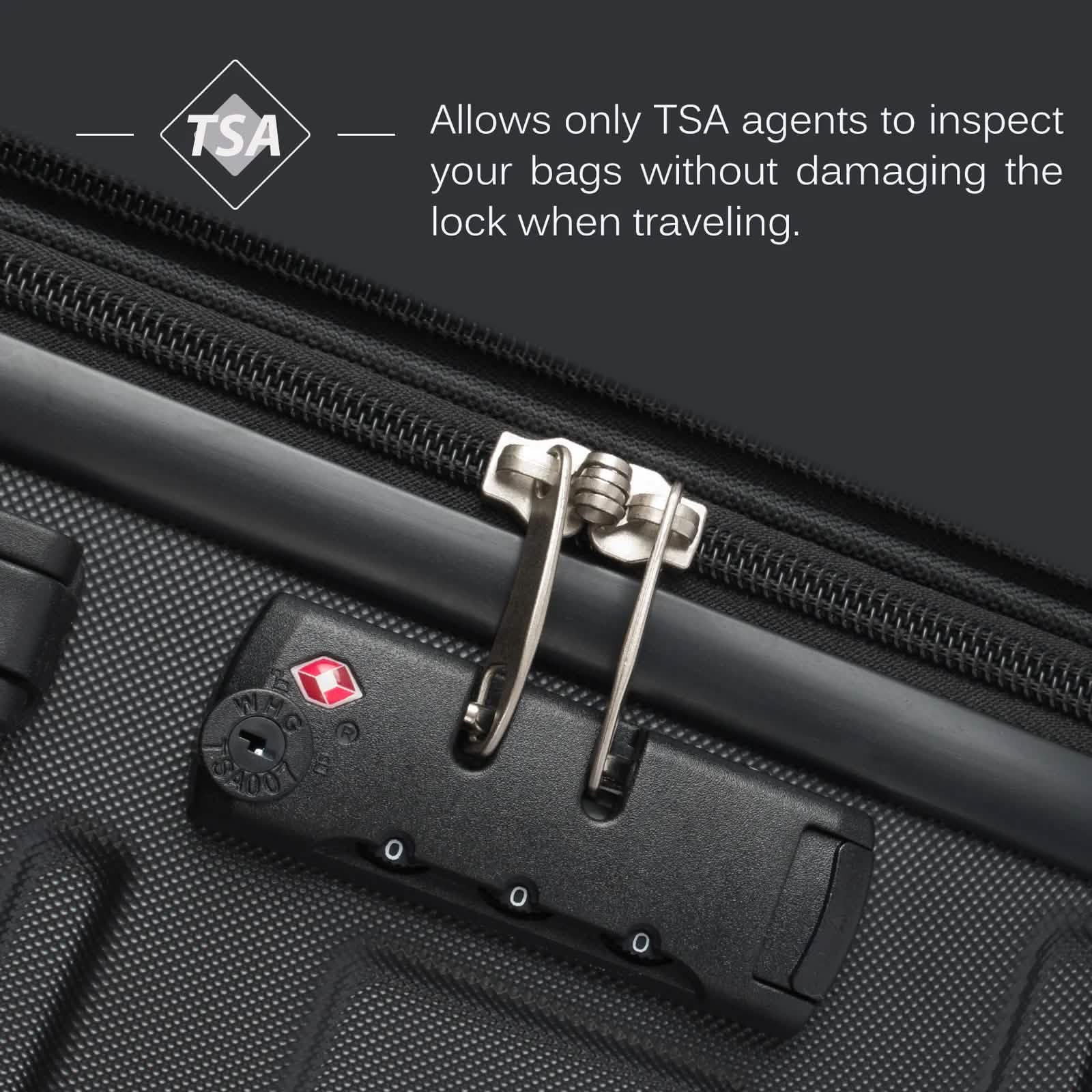 3-Piece Set: Luggage Set Hardside Spinner Suitcase With TSA Lock