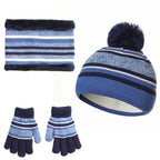 3-Piece Set: Winter Kids Knitted Warm Beanie Hat and Glove for 4-7 Years Old