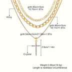 3-Piece: Women's Retro Luxury Artificial Crystal Cross Stackable Necklace Set