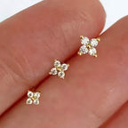 3-Pieces: Elegant Floral Stud Earrings Set