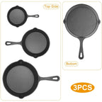 3-Pieces: Pre-Seasoned Cast Iron Skillet