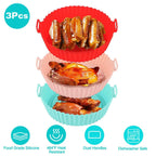 3-Pieces: Reusable Foldable Air Fryer Silicone Pot for 4+ Quart Air Fryer Oven