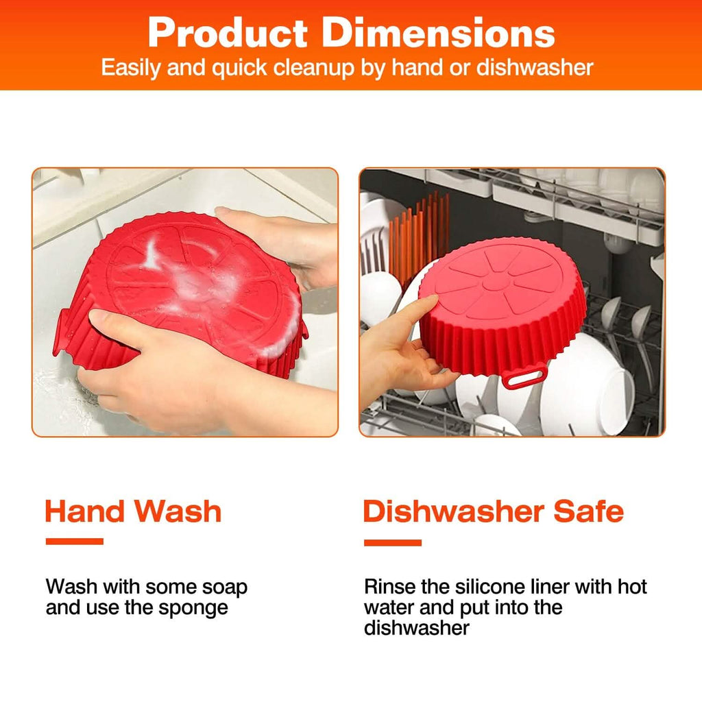 3-Pieces: Reusable Foldable Air Fryer Silicone Pot for 4+ Quart Air Fryer Oven