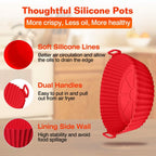 3-Pieces: Reusable Foldable Air Fryer Silicone Pot for 4+ Quart Air Fryer Oven