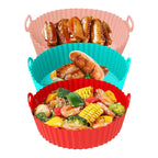 3-Pieces: Reusable Foldable Air Fryer Silicone Pot for 4+ Quart Air Fryer Oven