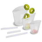 3-Pieces: Silicone Food Storage Bags Reusable Leakproof Food Container Set with 3 Seals