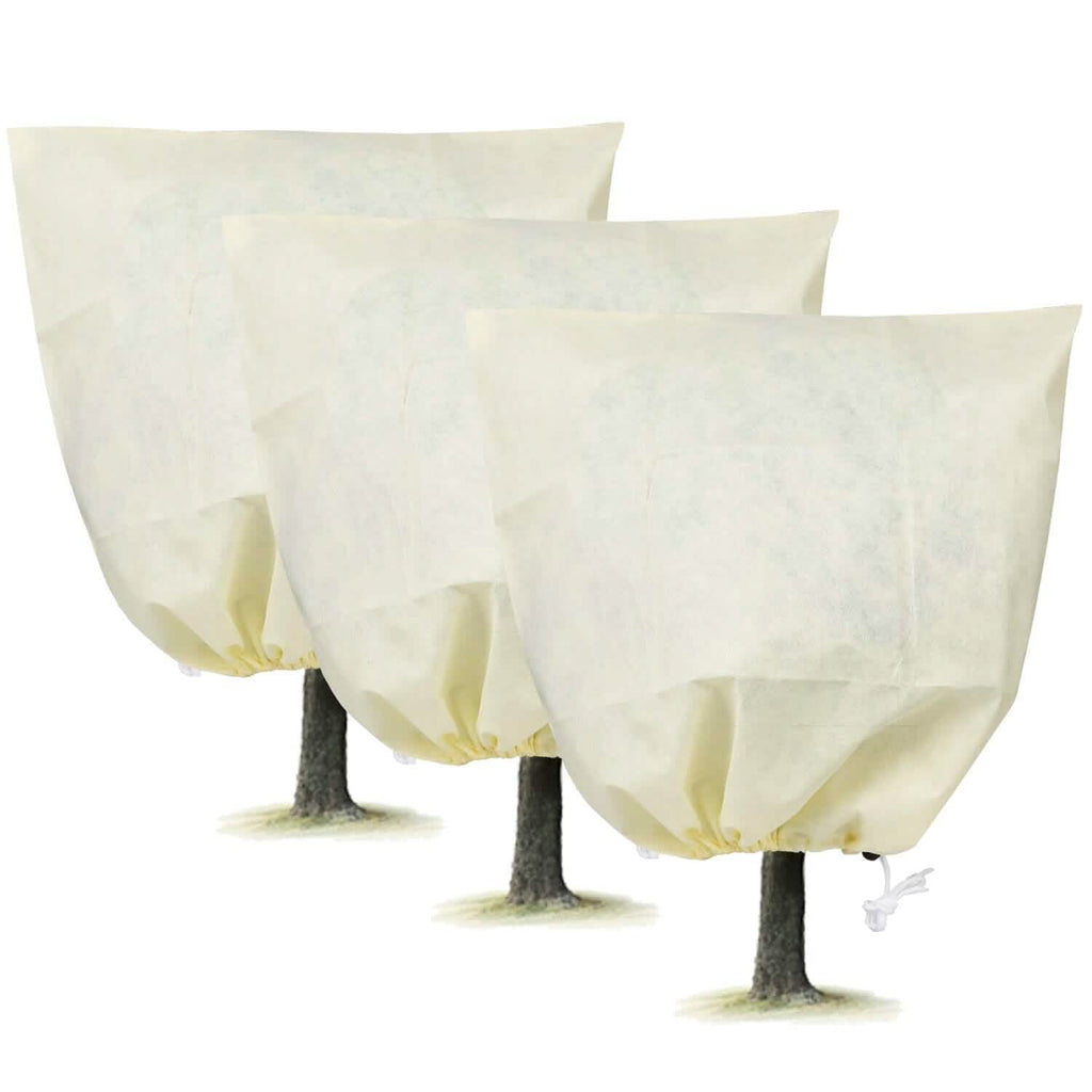 3-Pieces: Winter Plant Cover Bags with Drawstring