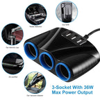 3-Socket Car Cigarette Lighter Splitter