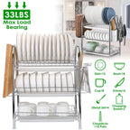 3-Tier Dish Drying Rack Shelf with 3 Drain Trays Chopping Board