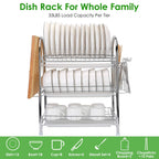 3-Tier Dish Drying Rack Shelf with 3 Drain Trays Chopping Board