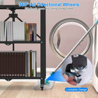 3-Tier Foldable Storage Shelf with Lockable Wheels No Assembly