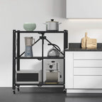 3-Tier Foldable Storage Shelf with Lockable Wheels No Assembly