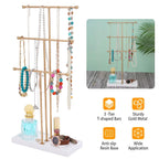 3-Tier Gold Metal Tabletop Jewelry Tree Stand