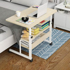 3-Tier Height Adjustable Laptop Desk with Rolling Wheels