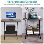 3-Tier Height Adjustable Laptop Desk with Rolling Wheels