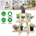 3-Tier Potted Flower Shelf Multi-tier Flower Pot Rack Holder Triangle Ladder
