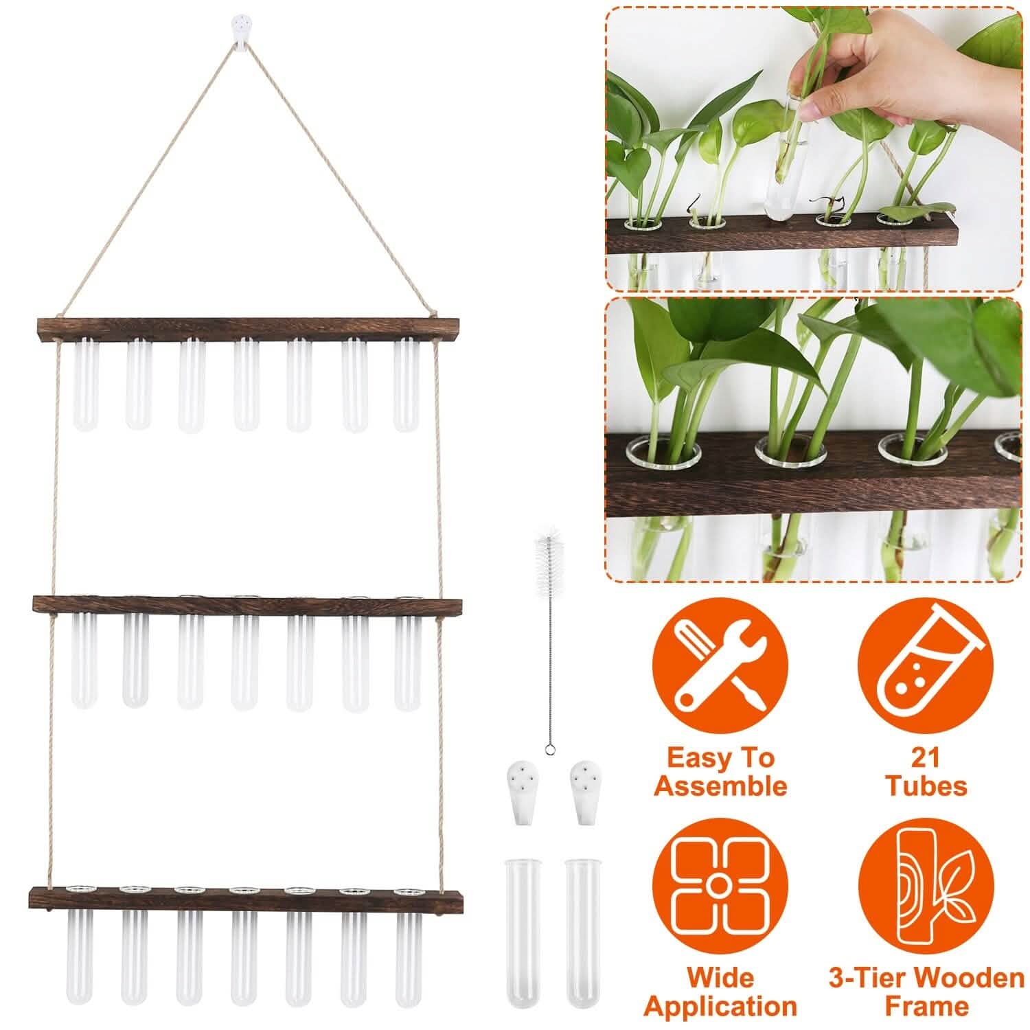 3-Tier Wall Hanging Glass Tube Planter