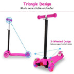 3-Wheeled LEDs Kick Scooter for Kids Flashing Scooter Adjustable Height