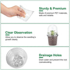 30-Pieces: Plant Nursery Pots PET Flower Seed Starting Pots Container with Dome Drainage Holes