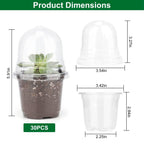 30-Pieces: Plant Nursery Pots PET Flower Seed Starting Pots Container with Dome Drainage Holes