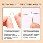 30-Pieces: Self-Threading Random Sizes Needles with Wooden Storage Tube