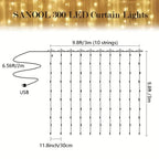 300 LED Curtain Fairy Lights