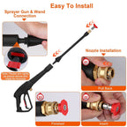 3000PSI Pressure Washer Gun Car Foam Sprayer with Jet Wand 5 Nozzle Tips M22-14 Connector