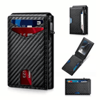 Premium Aluminum RFID Blocking Minimalist Wallet for Men – Pop-Up Quick Access Card Holder with ID Window