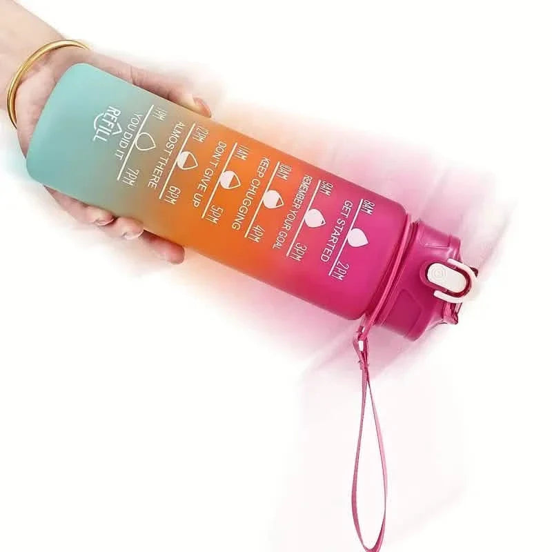 300ml Gradient Color Frosted Water Bottle With Straw