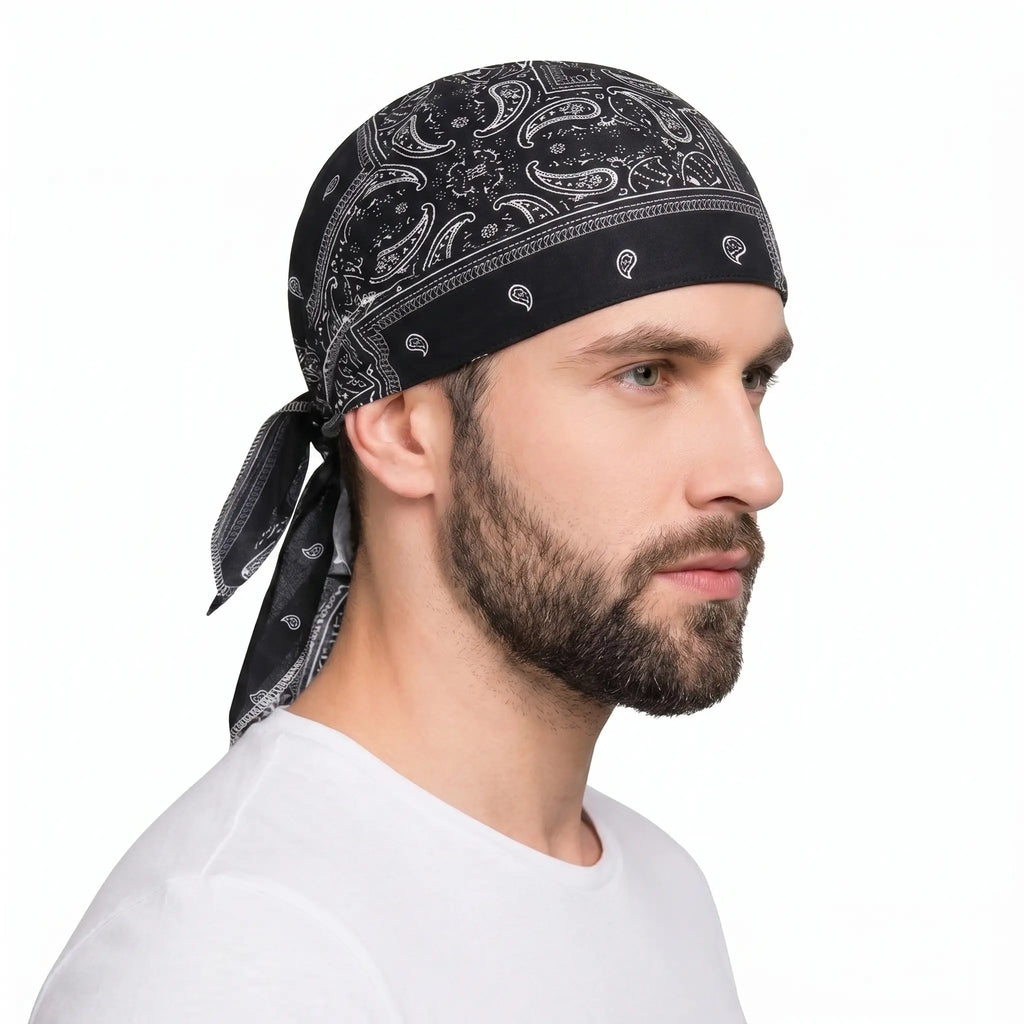 Paisley Pattern Durag Adjustable Head Wrap, Breathable Quick-Dry Helmet Liner