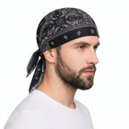 Paisley Pattern Durag Adjustable Head Wrap, Breathable Quick-Dry Helmet Liner
